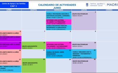 Centro de apoyo a las familias (CAF) – Calendario de actividades de junio